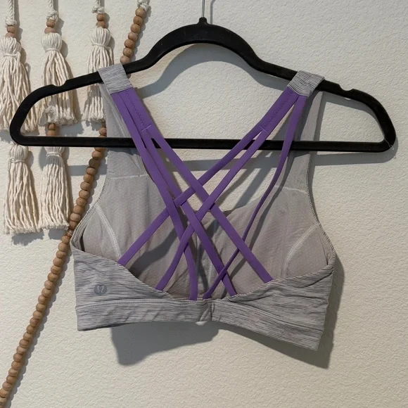 Heathered gray and purple lululemon sports bra size 4 - Picture 2 of 4